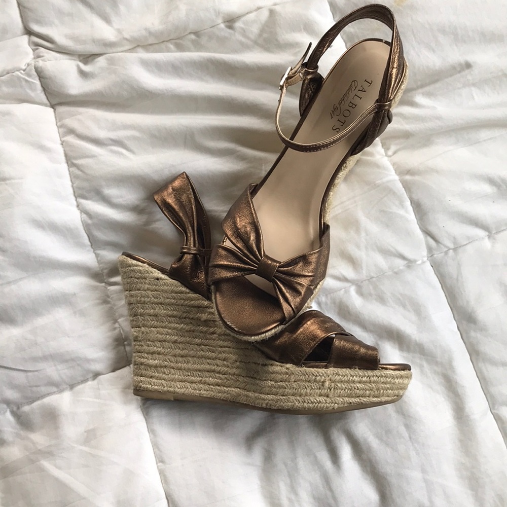 Talbots bronze sandal wedges espadrilles